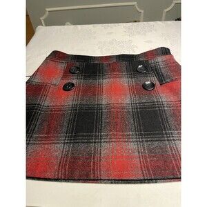 Yessica Black Red Wool Plaid Skirt Sz L
